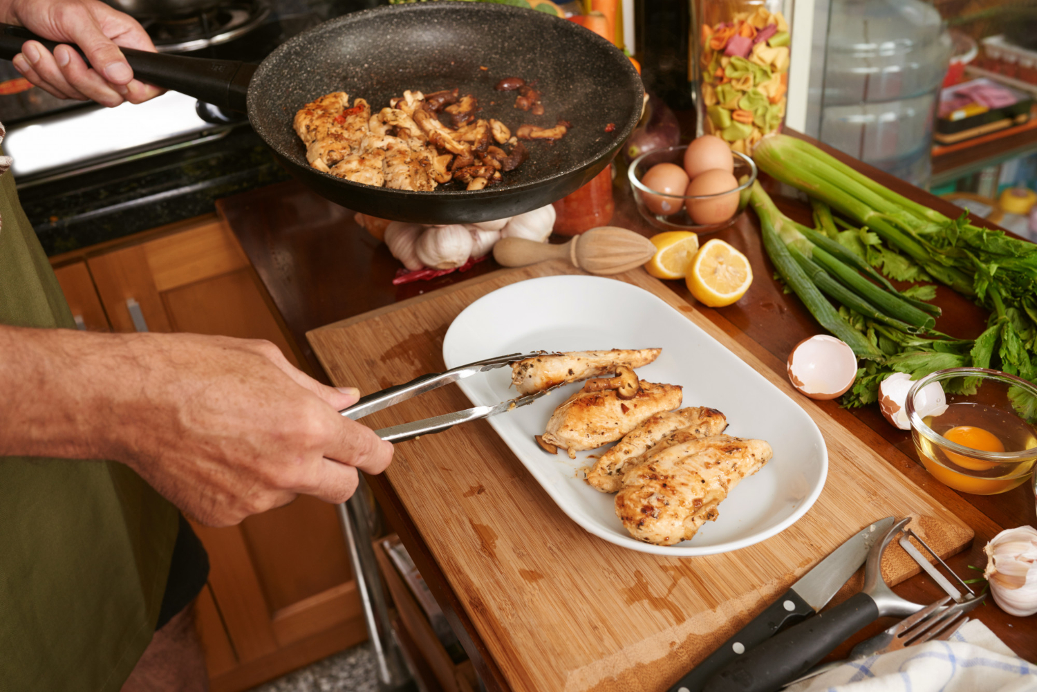 Preparing a simple, real meal at home